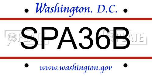 SPA36B District Of Columbia License Plate