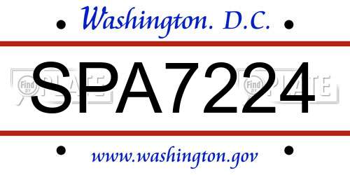 SPA7224 District Of Columbia License Plate