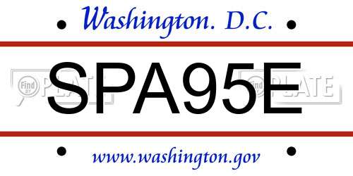 SPA95E District Of Columbia License Plate