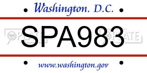 SPA983 District Of Columbia License Plate