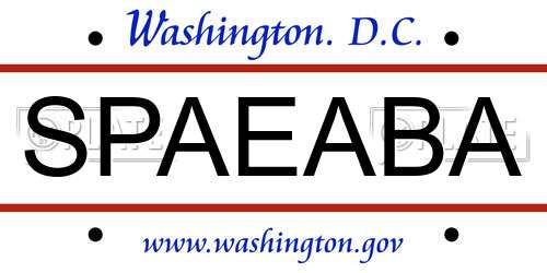 SPAEABA District Of Columbia License Plate