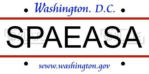 SPAEASA District Of Columbia License Plate