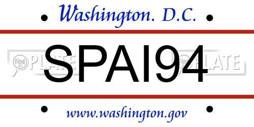 SPAI94 District Of Columbia License Plate