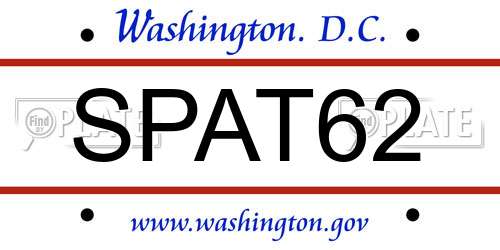 SPAT62 District Of Columbia License Plate