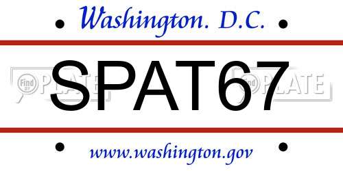 SPAT67 District Of Columbia License Plate