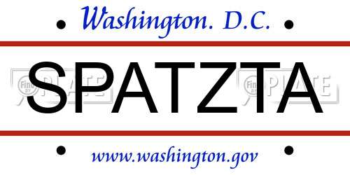 SPATZTA District Of Columbia License Plate