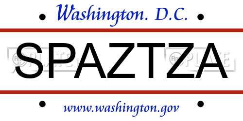SPAZTZA District Of Columbia License Plate