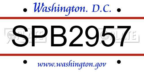 SPB2957 District Of Columbia License Plate