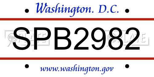 SPB2982 District Of Columbia License Plate