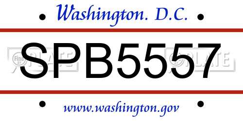 SPB5557 District Of Columbia License Plate