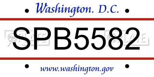SPB5582 District Of Columbia License Plate