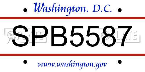 SPB5587 District Of Columbia License Plate