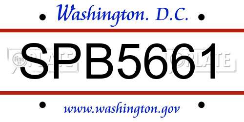 SPB5661 District Of Columbia License Plate