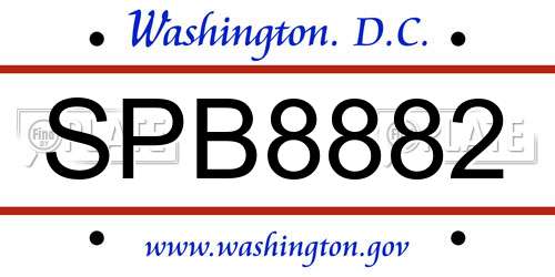SPB8882 District Of Columbia License Plate
