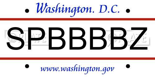 SPBBBBZ District Of Columbia License Plate