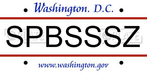 SPBSSSZ District Of Columbia License Plate