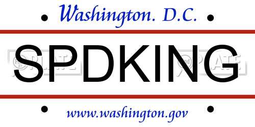 SPDKING District Of Columbia License Plate
