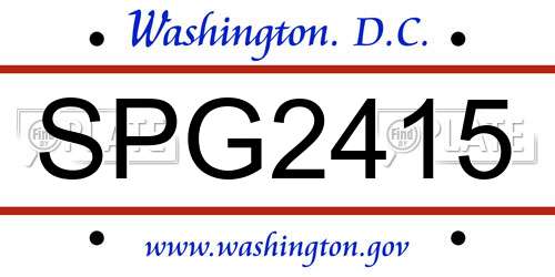 SPG2415 District Of Columbia License Plate