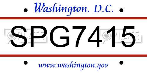 SPG7415 District Of Columbia License Plate