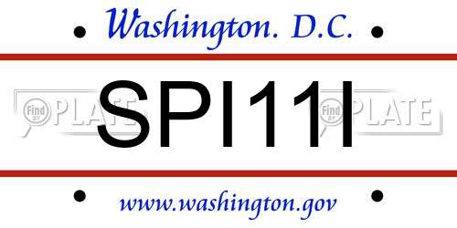 SPI11I District Of Columbia License Plate
