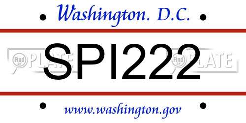 SPI222 District Of Columbia License Plate