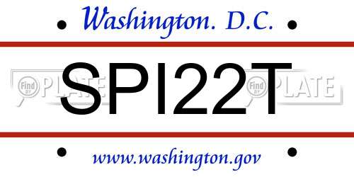 SPI22T District Of Columbia License Plate