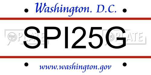 SPI25G District Of Columbia License Plate