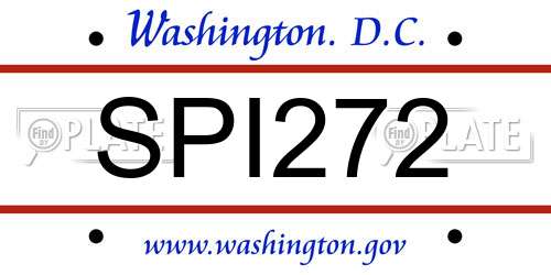 SPI272 District Of Columbia License Plate
