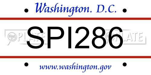 SPI286 District Of Columbia License Plate