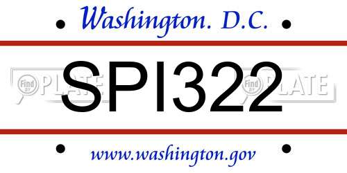 SPI322 District Of Columbia License Plate