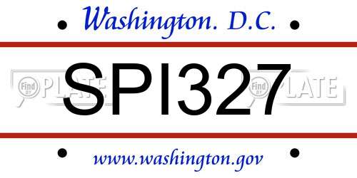 SPI327 District Of Columbia License Plate