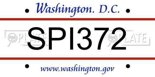 SPI372 District Of Columbia License Plate