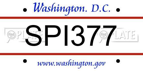 SPI377 District Of Columbia License Plate