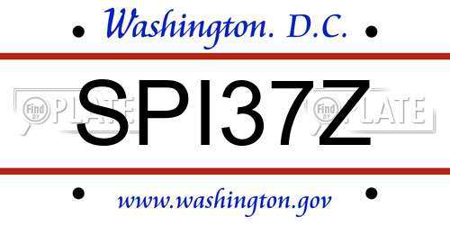 SPI37Z District Of Columbia License Plate