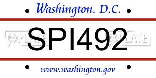 SPI492 District Of Columbia License Plate