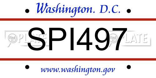 SPI497 District Of Columbia License Plate