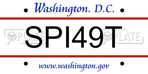 SPI49T District Of Columbia License Plate