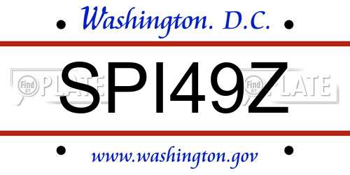 SPI49Z District Of Columbia License Plate