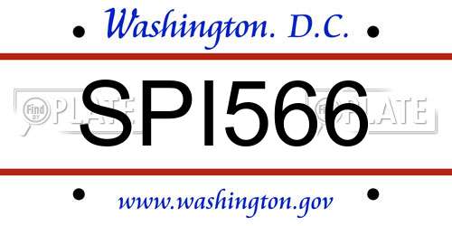 SPI566 District Of Columbia License Plate