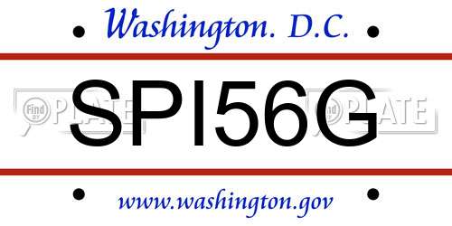SPI56G District Of Columbia License Plate