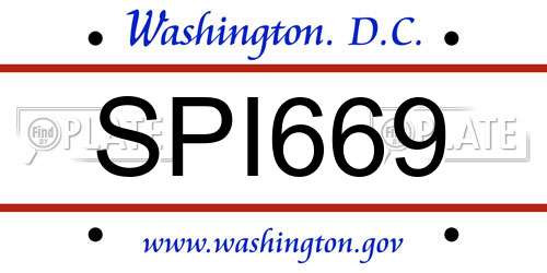 SPI669 District Of Columbia License Plate