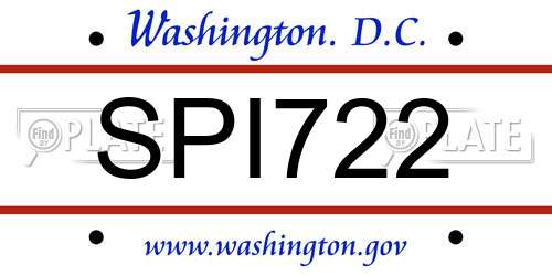 SPI722 District Of Columbia License Plate