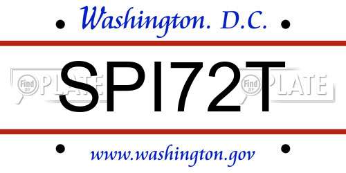 SPI72T District Of Columbia License Plate