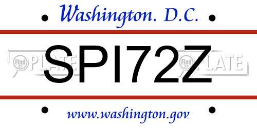 SPI72Z District Of Columbia License Plate