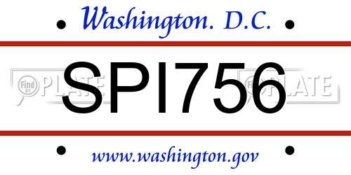 SPI756 District Of Columbia License Plate
