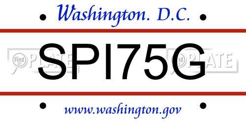 SPI75G District Of Columbia License Plate