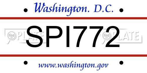 SPI772 District Of Columbia License Plate