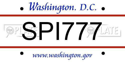 SPI777 District Of Columbia License Plate
