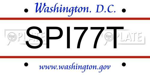SPI77T District Of Columbia License Plate