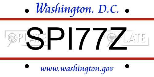 SPI77Z District Of Columbia License Plate